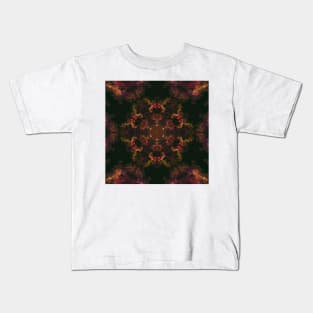 Psychedelic Hippie Flower Red Orange and Black Kids T-Shirt